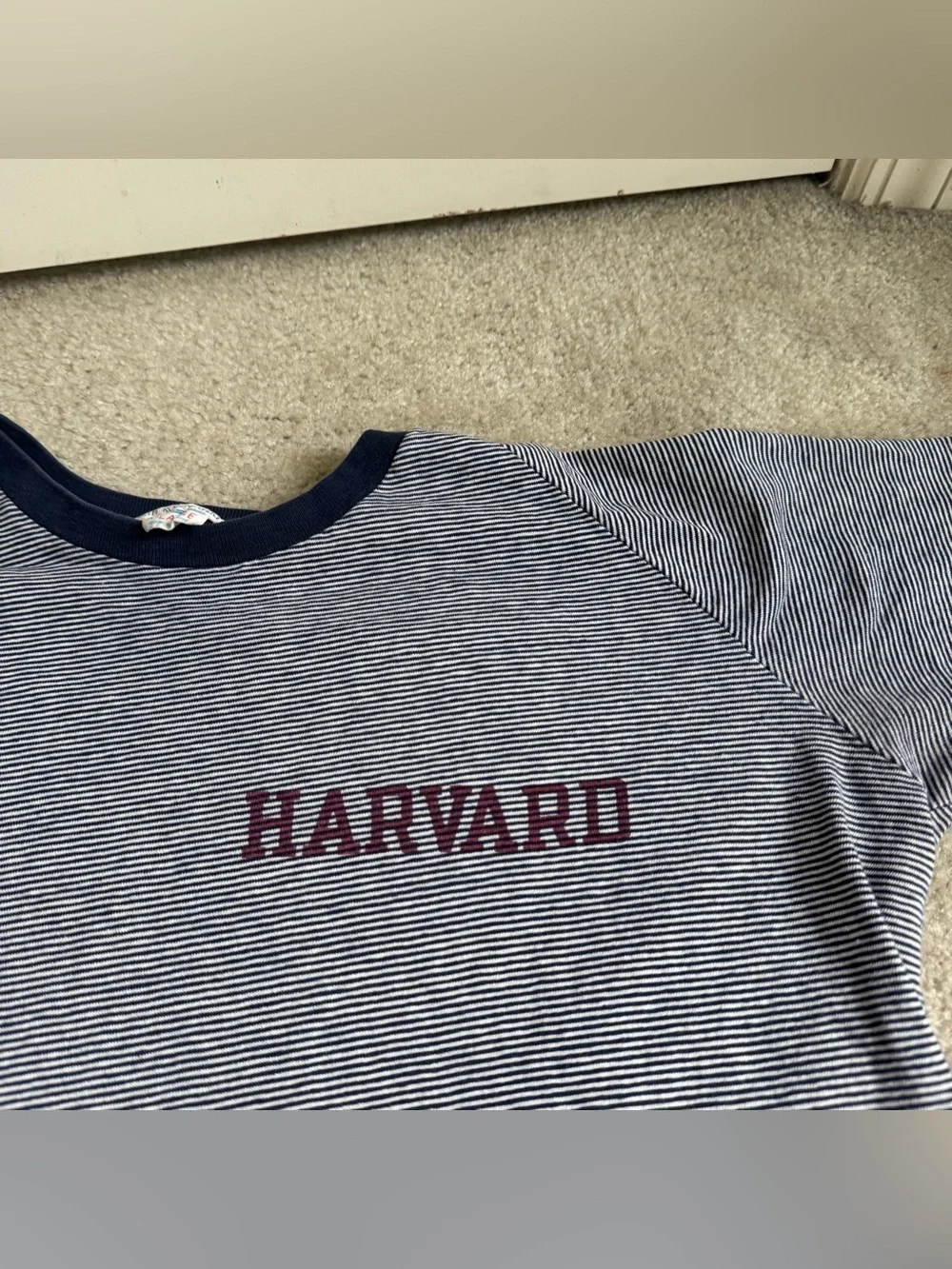 Vintage Champion Striped Harvard Ringer Tee 1970s Made in the USA Cotton - Picture 2 of 12